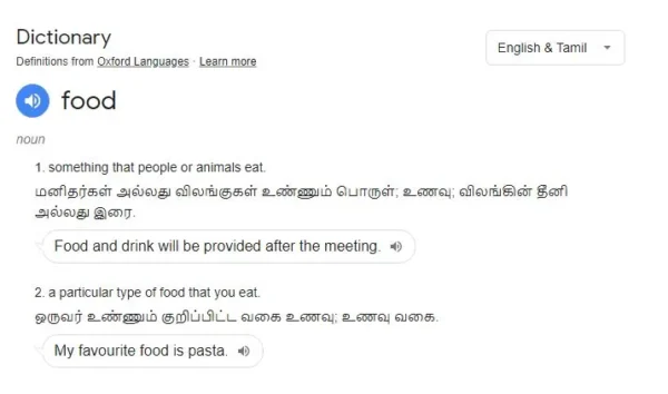 What is food? Dictionary Meaning